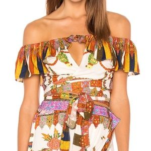 CLEOBELLA Prevay Devansh Wrap Around Tie Top And Skirt Set. Color Kali Print.